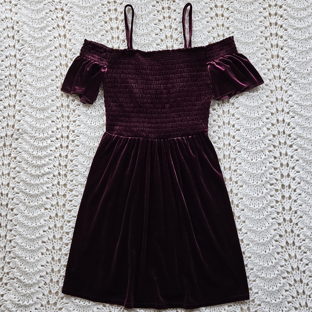 Aeropostale Off The Shoulder Velvet Dress Sz S